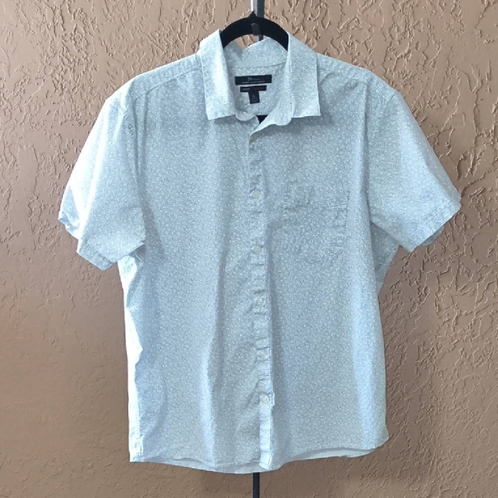 Marc Anthony Gray Ditsy Pattern Slim Fit Button Down Shirt Size XL